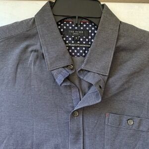 Ted Baker London Mens Button Up Shirt UK 6 US L Gray Textured Dobby Pattern